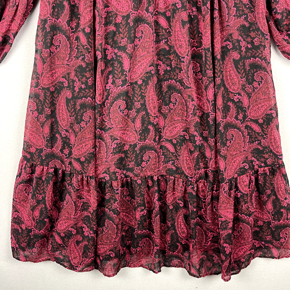 Torrid Tea Length Clip Dot Open Back A-Line Dress Womens 1X Burgundy Paisley - Picture 3 of 15
